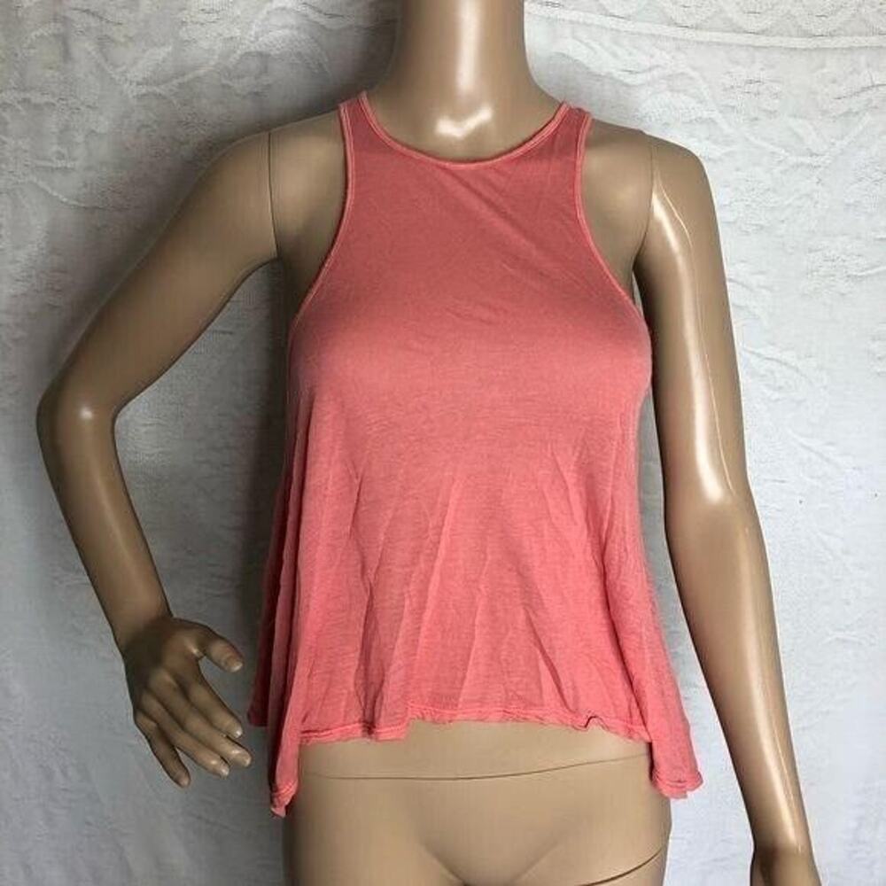 Pink Cropped Racerback Tank Top - Picture 1 of 6